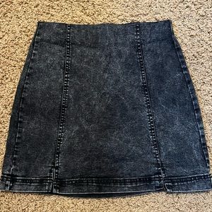 Vintage Wash Black Denim Skirt